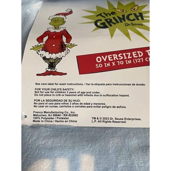 The Grinch Blanket Christmas Soft Throw Oversized 50X70” Dr Seuss Max Cindy Lou - Picture 4 of 11